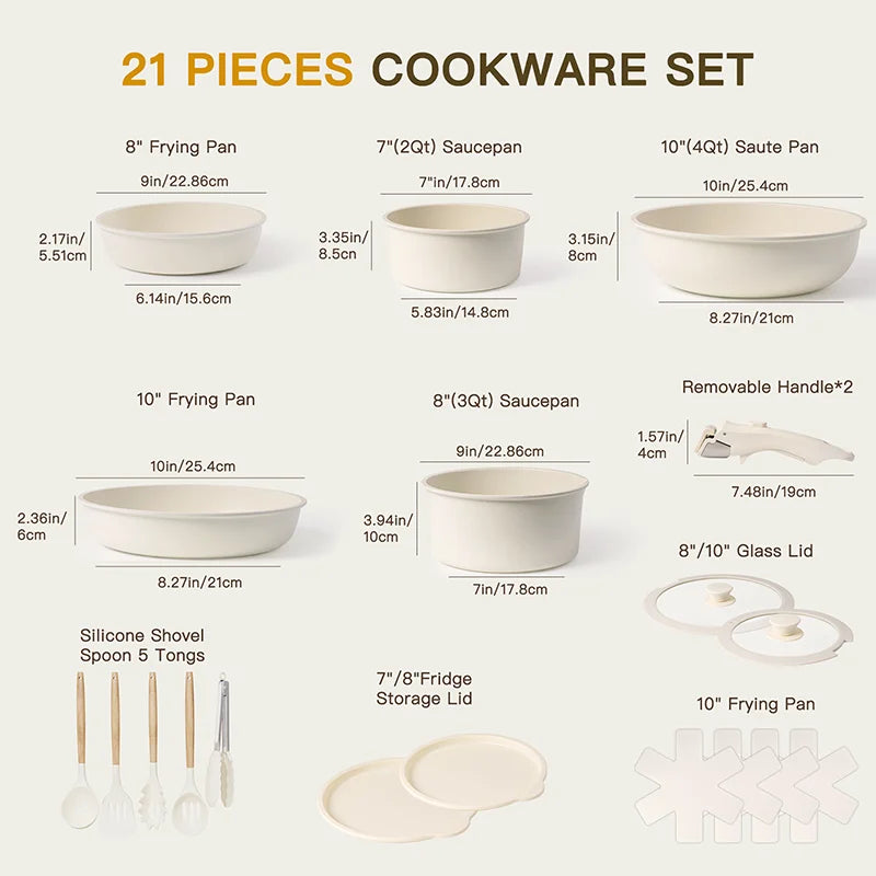 Astercook Ceramic Pots and Pans Set with Sensor Handles