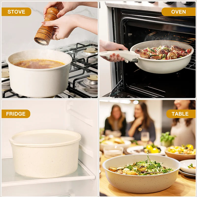 Astercook Ceramic Pots and Pans Set with Sensor Handles