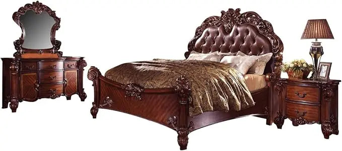Vendome Bedroom Set with King Bed, Nightstand, Dresser and Mirror