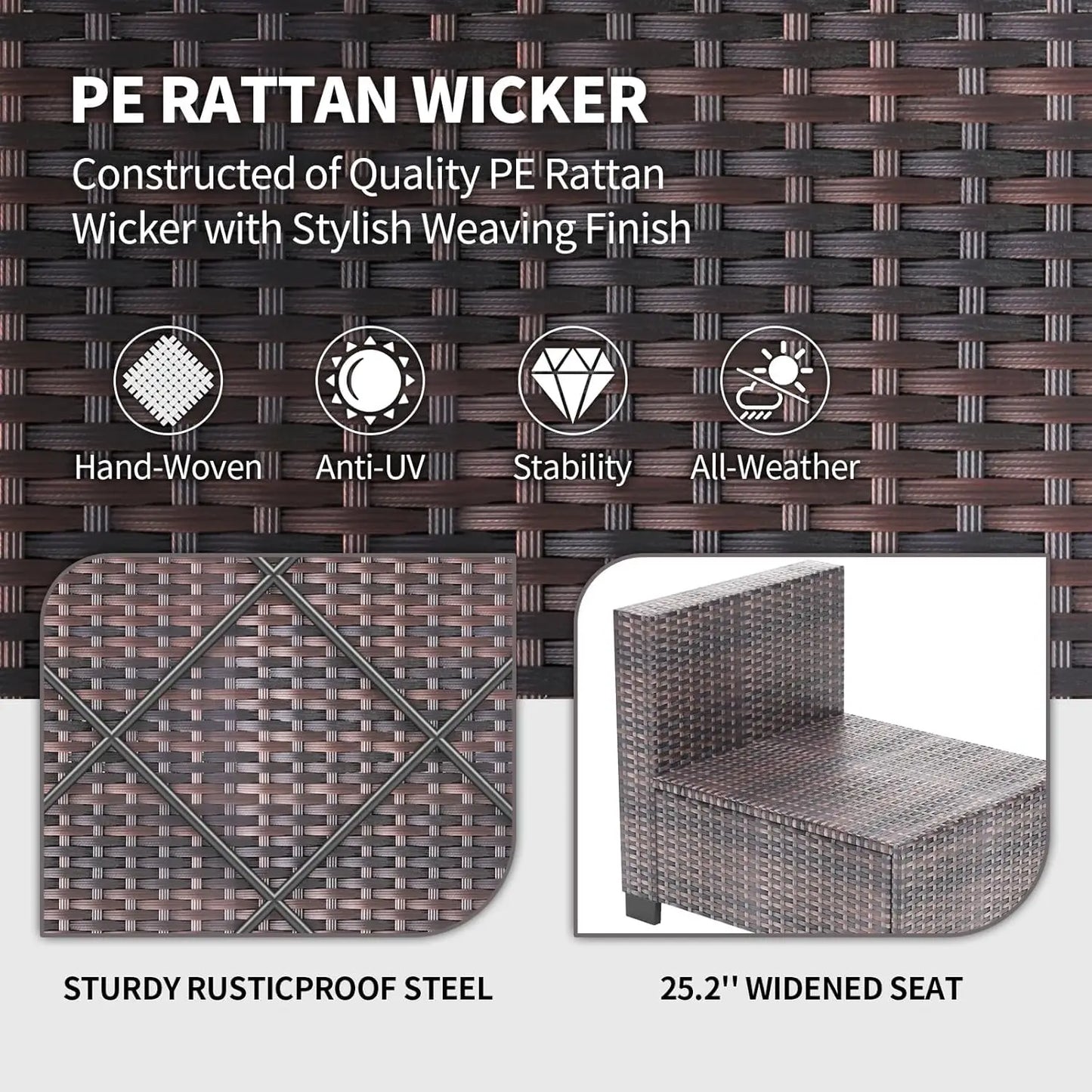 Seven Piece Modular Outdoor Furniture Set With PE Rattan Wicker