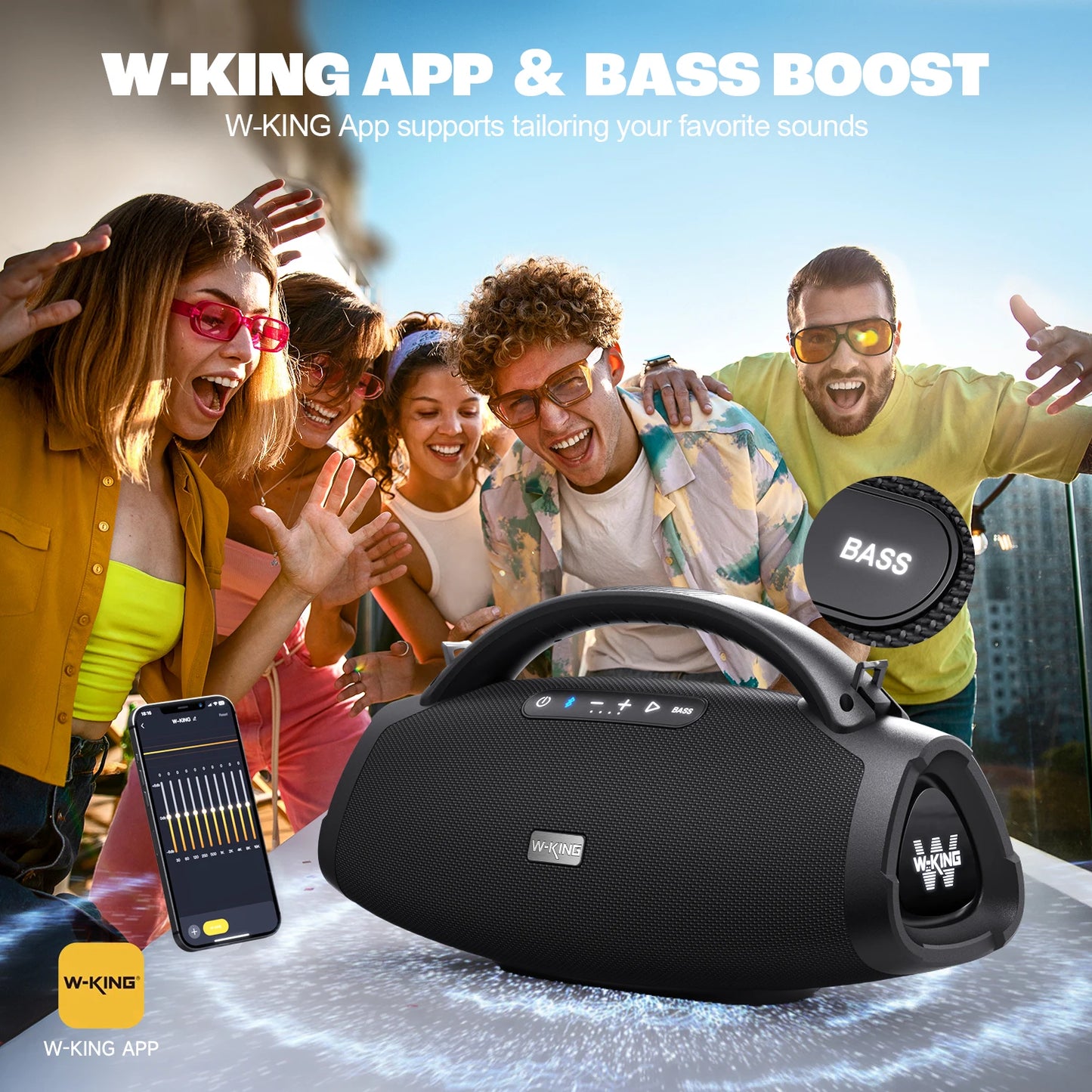 W King 200W RMS Portable Bluetooth Speaker Massive Bass
