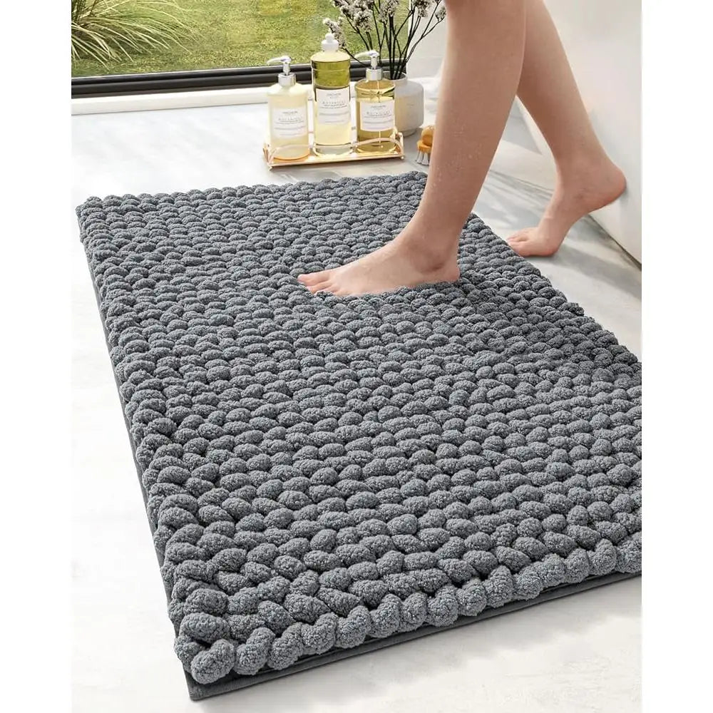 Super Absorbent Chenille Bathroom Rugs Non Slip Thick Plush Mats Washable Shower Floor Carpet Cozy Bathmat Home Use