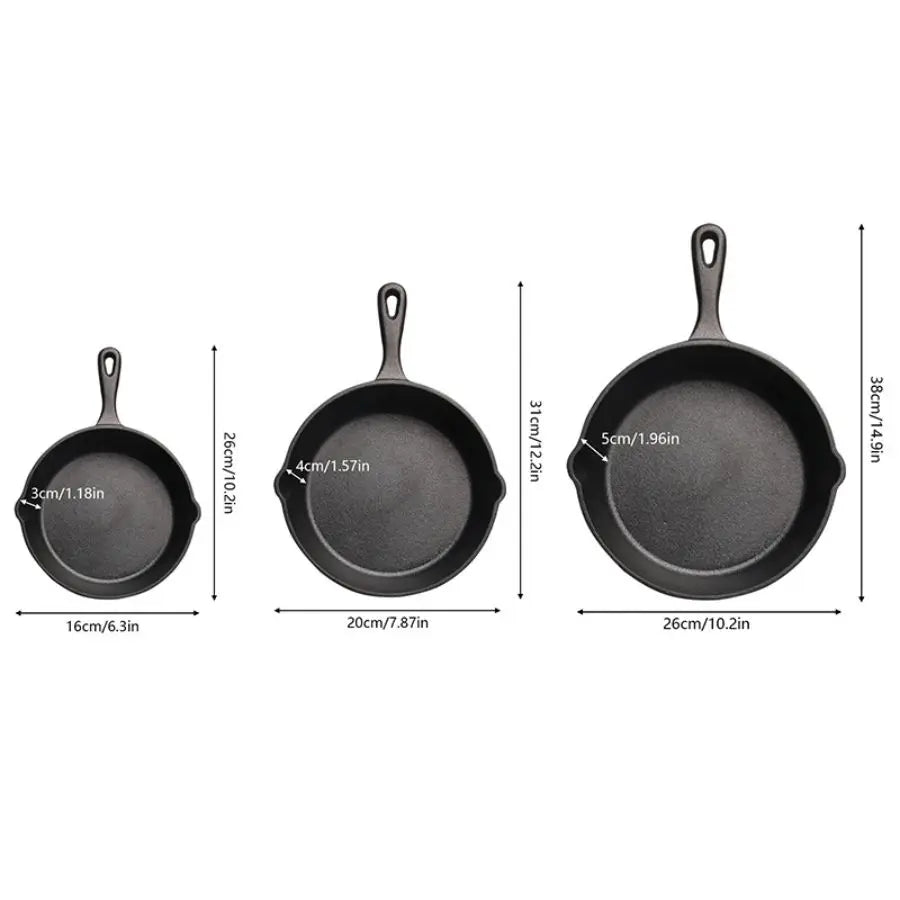3PCS\4PCS\5pcs Cast Iron Skillet Set, Cast Iron Pan Without Coating Set, 6 Inch/8 Inch/10 Inch Cast Iron Frying Pan, Household P