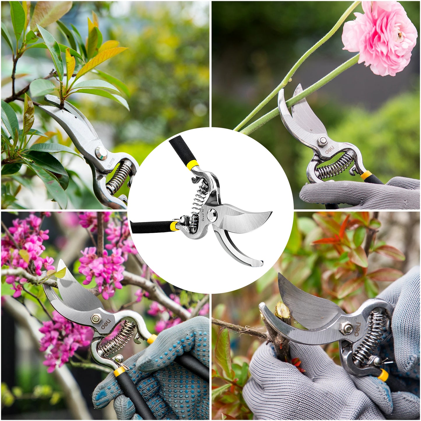 Deli 8 Inch Heavy Duty Pruning Shears All Metal Handle