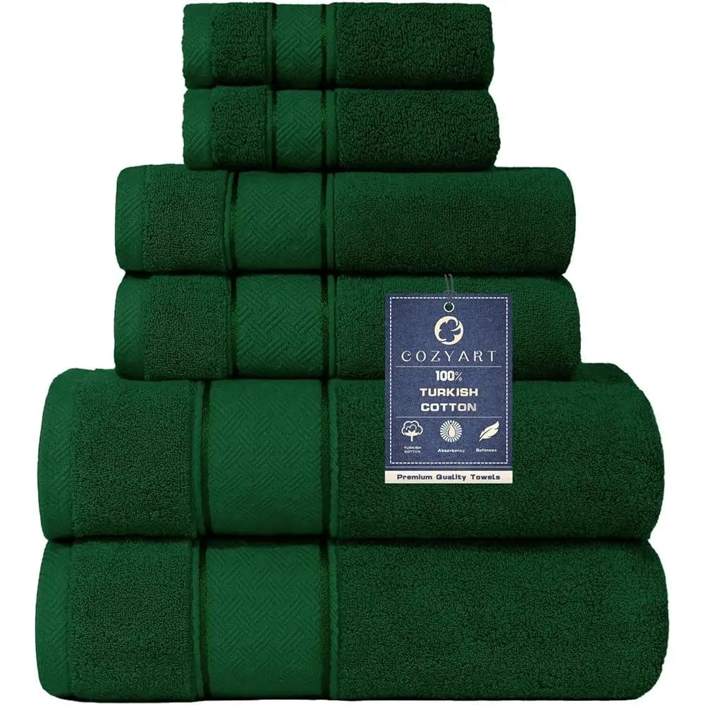 Luxury 6 Piece Turkish Cotton Towel Set Soft Absorbent Quick Dry Bath Hand Washcloths Bathroom Spa