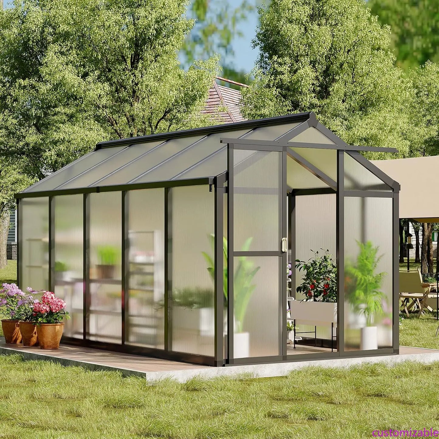 6x10 Ft Outdoor Greenhouse Polycarbonate Quick Setup