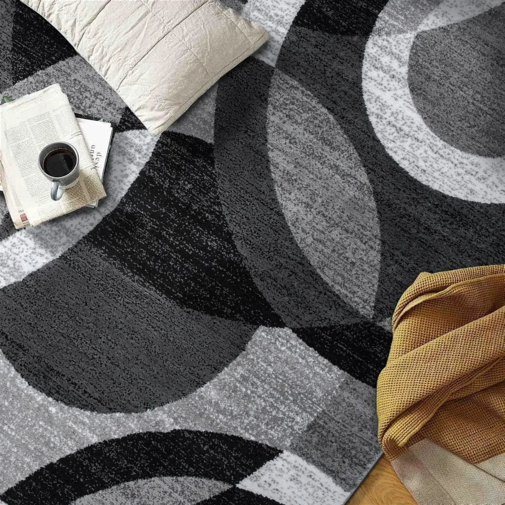 Contemporary Abstract Circles Area Rug For Living Room