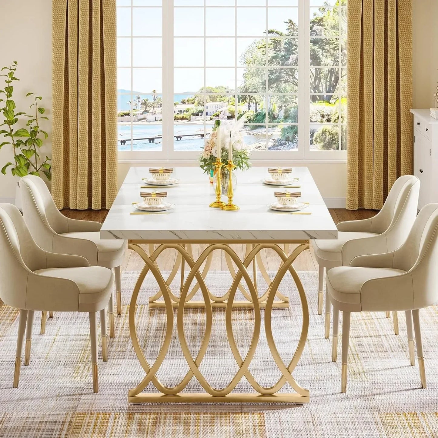 Modern 63 Inch Rectangular Dining Table For Four To Six