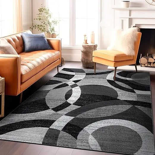 Contemporary Abstract Circles Area Rug For Living Room
