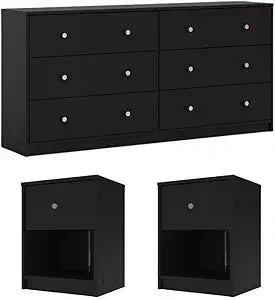 3 Piece Dresser and Nightstand Bedroom Set in Jackson Hickory