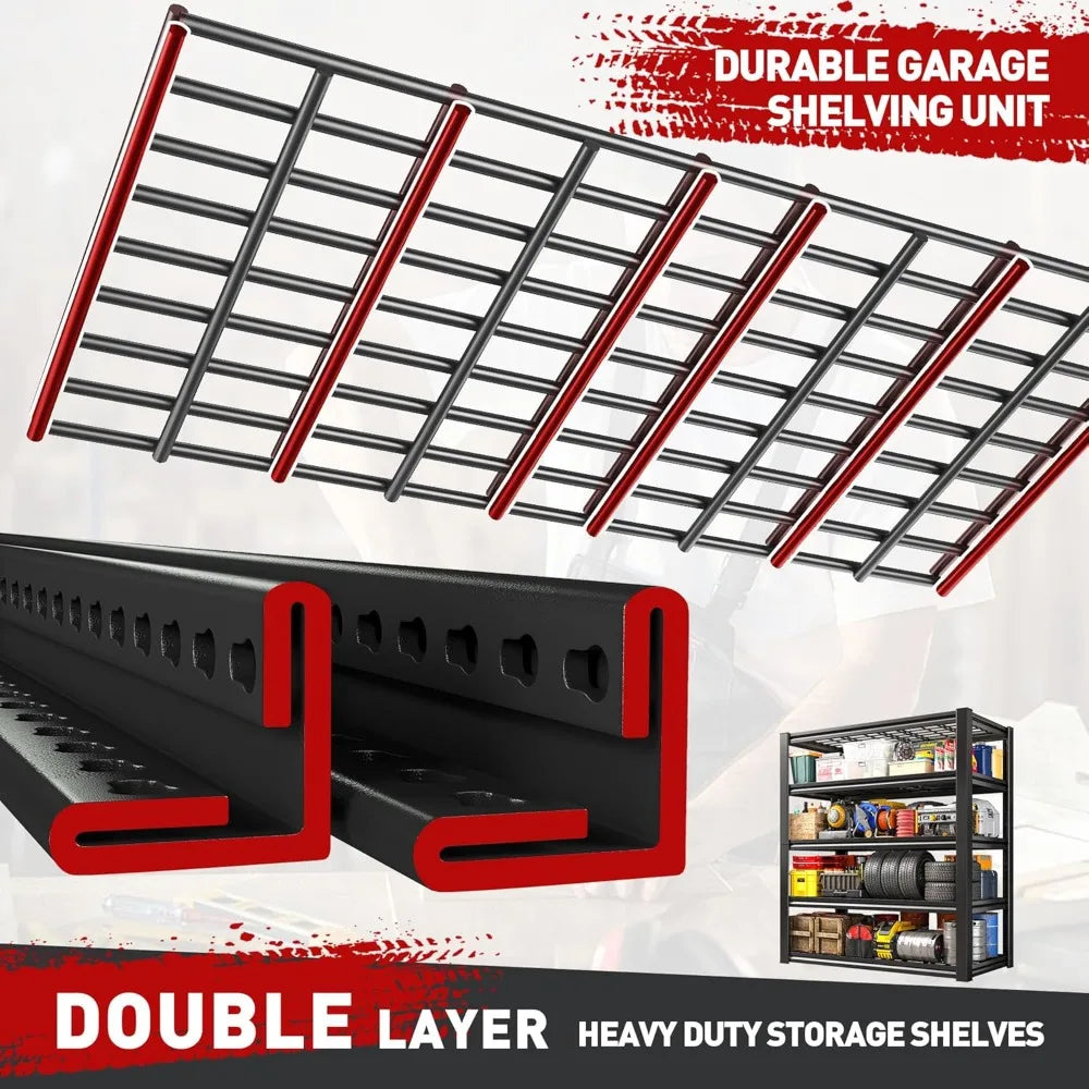 Garage Shelving 3000LBS, Heavy Duty Storage Shelves, Adjustable Industrial Metal Shelving Unit for Garage