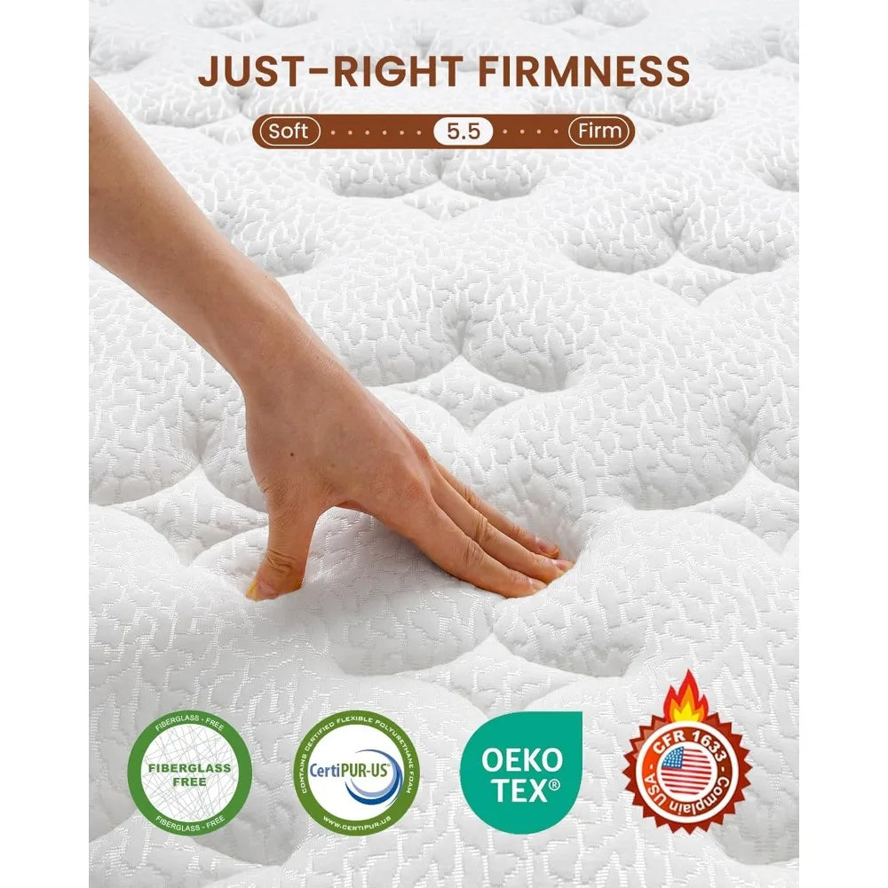 Premium Queen Mattress 12 Inch - Hybrid Mattress with Advanced Pocket Spring Technology - Optimal Spinal Support - Pain Relief