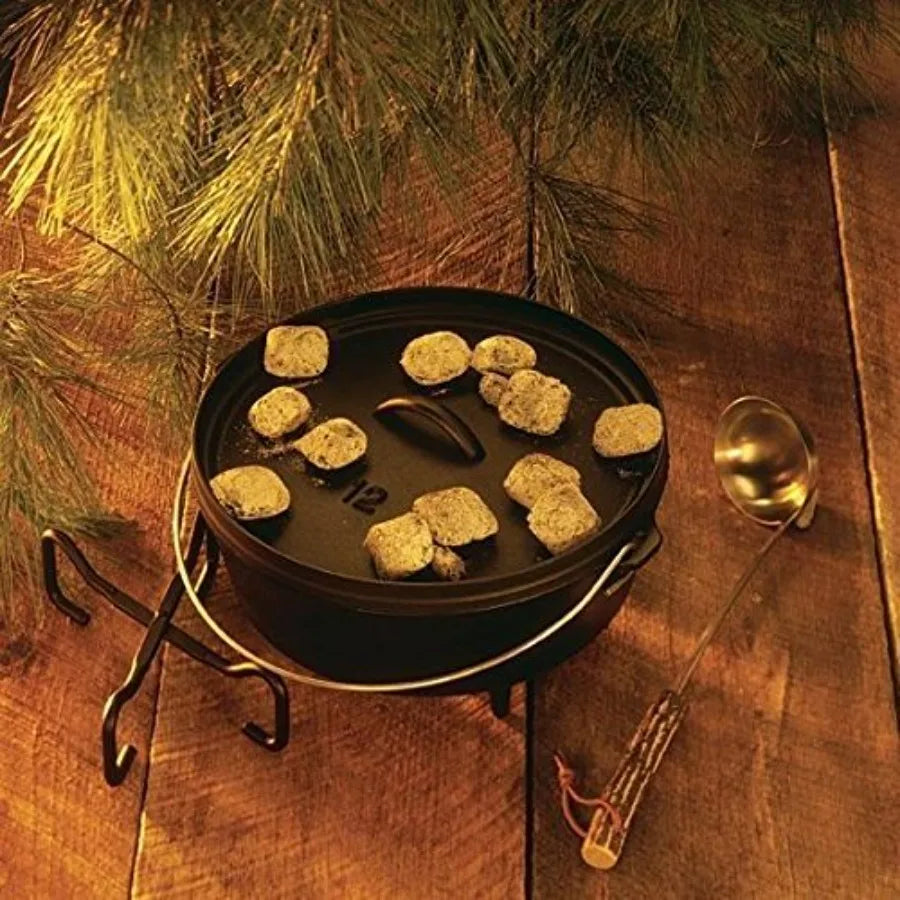 6 Quart PreSeasoned Cast Iron Camp Dutch Oven with Lid Dual Handles Use in the Oven on the Stove on the Grill or over the Campf