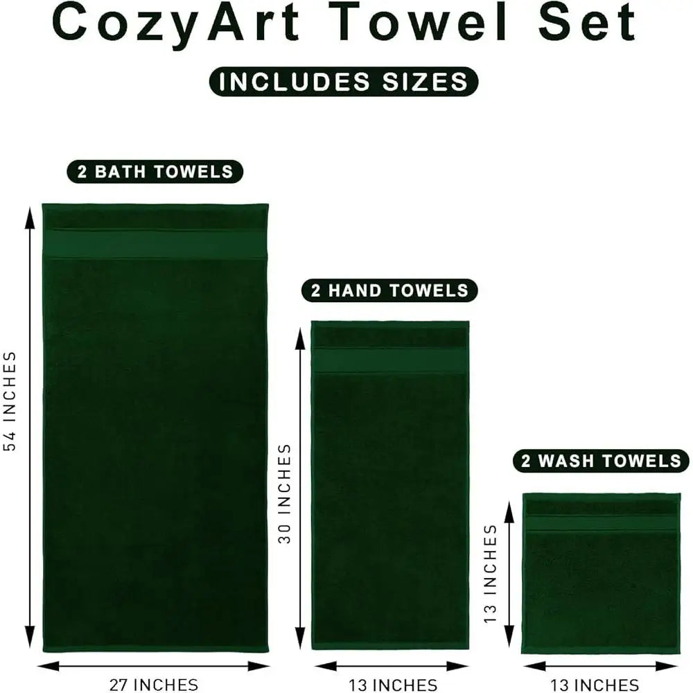 Luxury 6 Piece Turkish Cotton Towel Set Soft Absorbent Quick Dry Bath Hand Washcloths Bathroom Spa