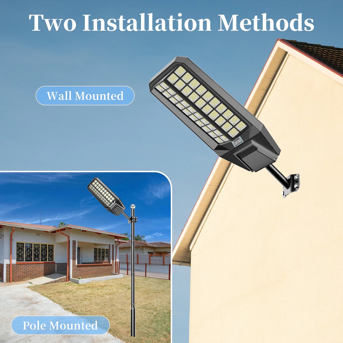 2 Pack 8000W Solar Street Light With Motion Sensor Lamp