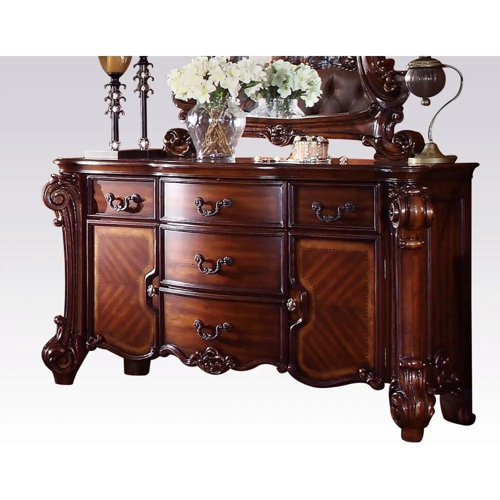 Vendome Bedroom Set with King Bed, Nightstand, Dresser and Mirror