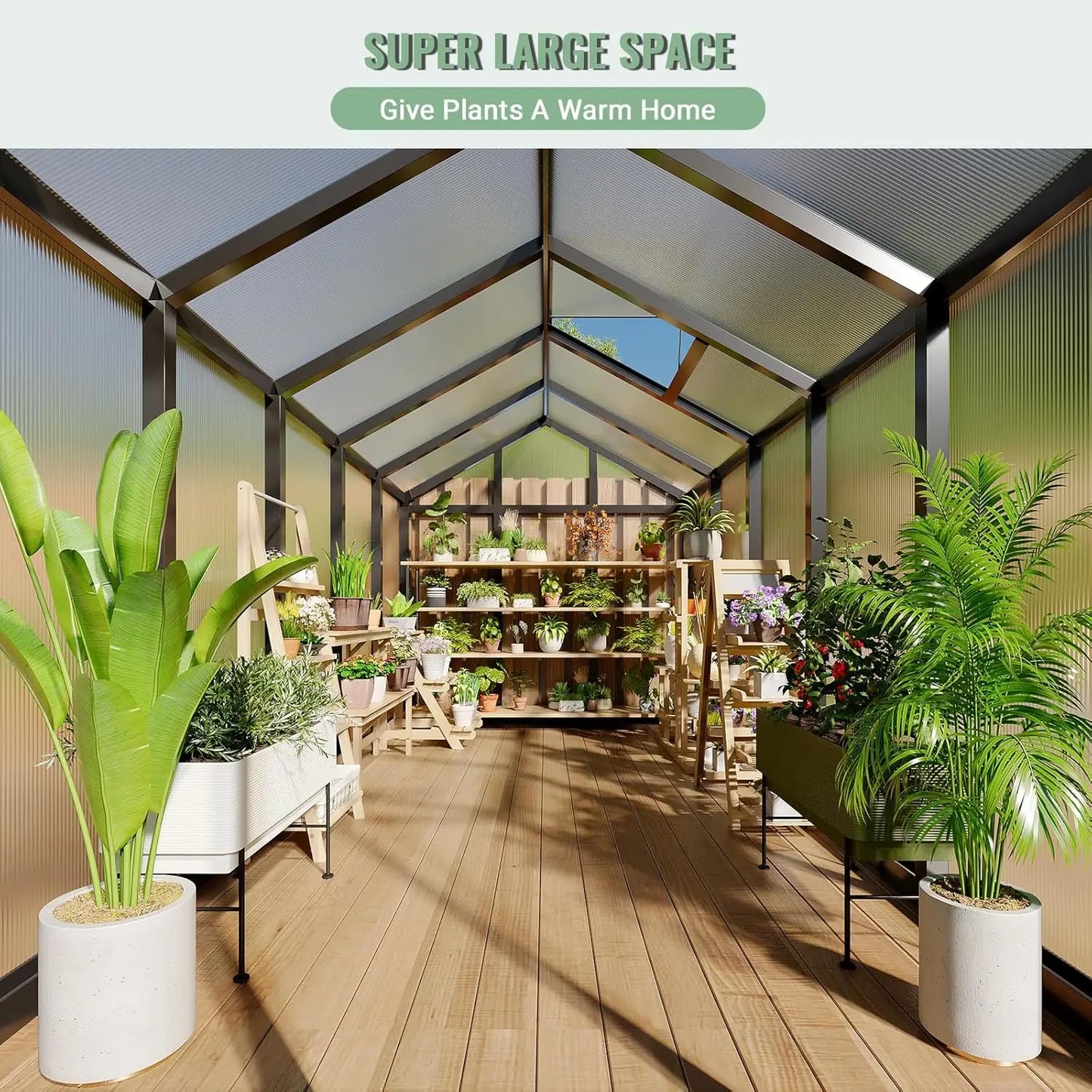 6x10 Ft Outdoor Greenhouse Polycarbonate Quick Setup