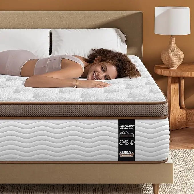 Premium Queen Mattress 12 Inch - Hybrid Mattress with Advanced Pocket Spring Technology - Optimal Spinal Support - Pain Relief
