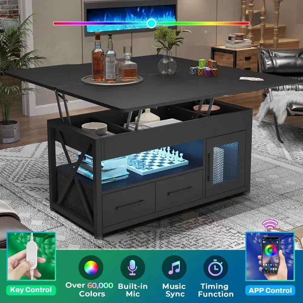 40" Lift Top Coffee Table, 4 in 1 Coffee Tables with Storage Cabinet for Living Room, Small Farmhouse Coffee Table