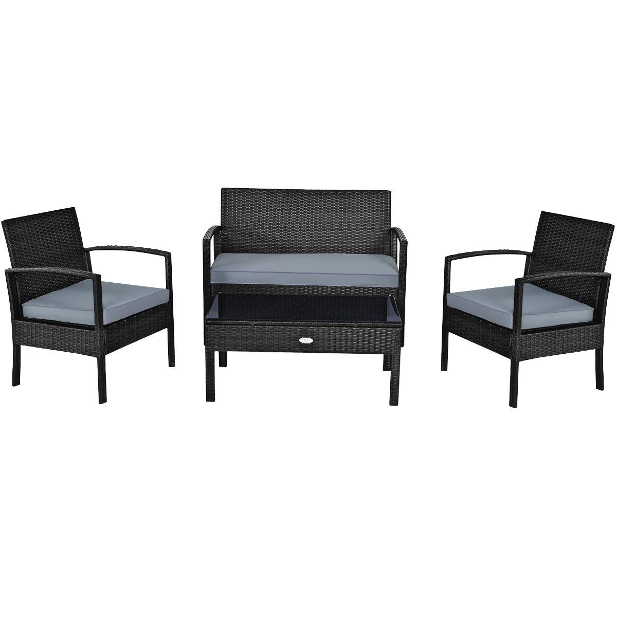 4PCS Patio Rattan Furniture Set Garden Deck