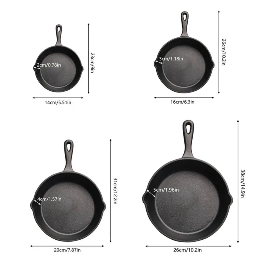 3PCS\4PCS\5pcs Cast Iron Skillet Set, Cast Iron Pan Without Coating Set, 6 Inch/8 Inch/10 Inch Cast Iron Frying Pan, Household P
