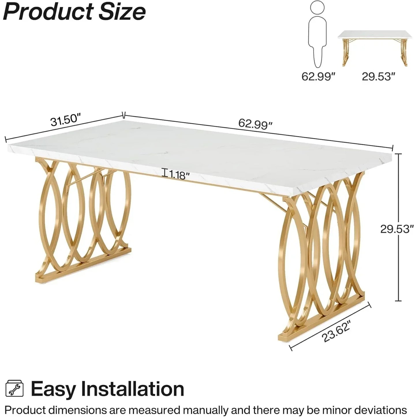 Modern 63 Inch Rectangular Dining Table For Four To Six