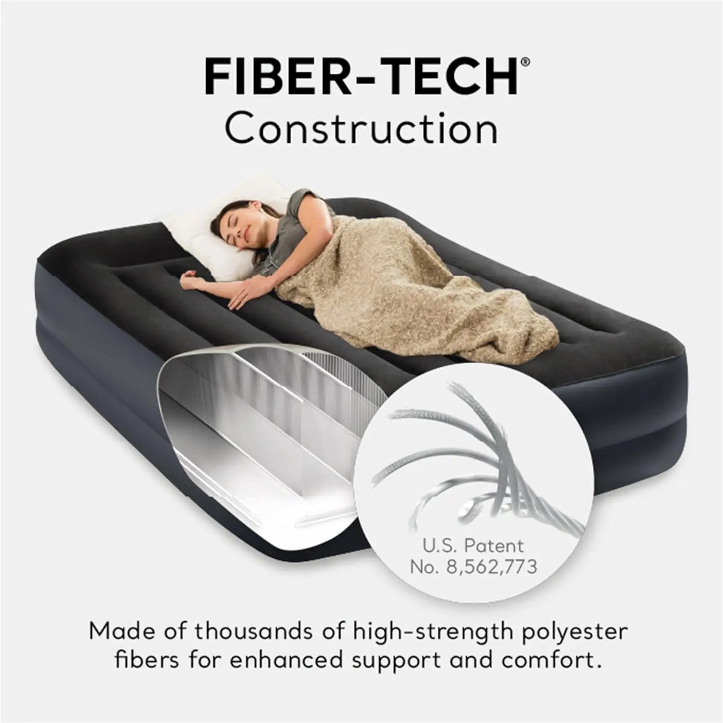 Raised Twin Airbed With Built In Pump DuraBeam Pillow