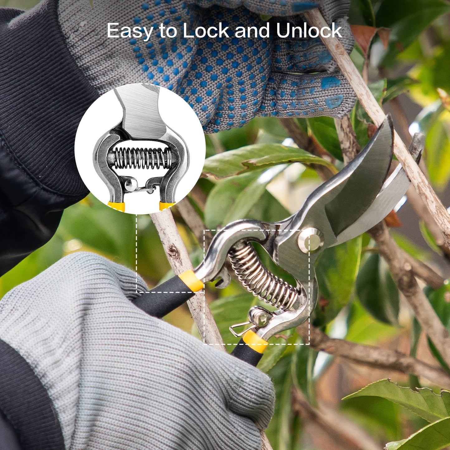 Deli 8 Inch Heavy Duty Pruning Shears All Metal Handle