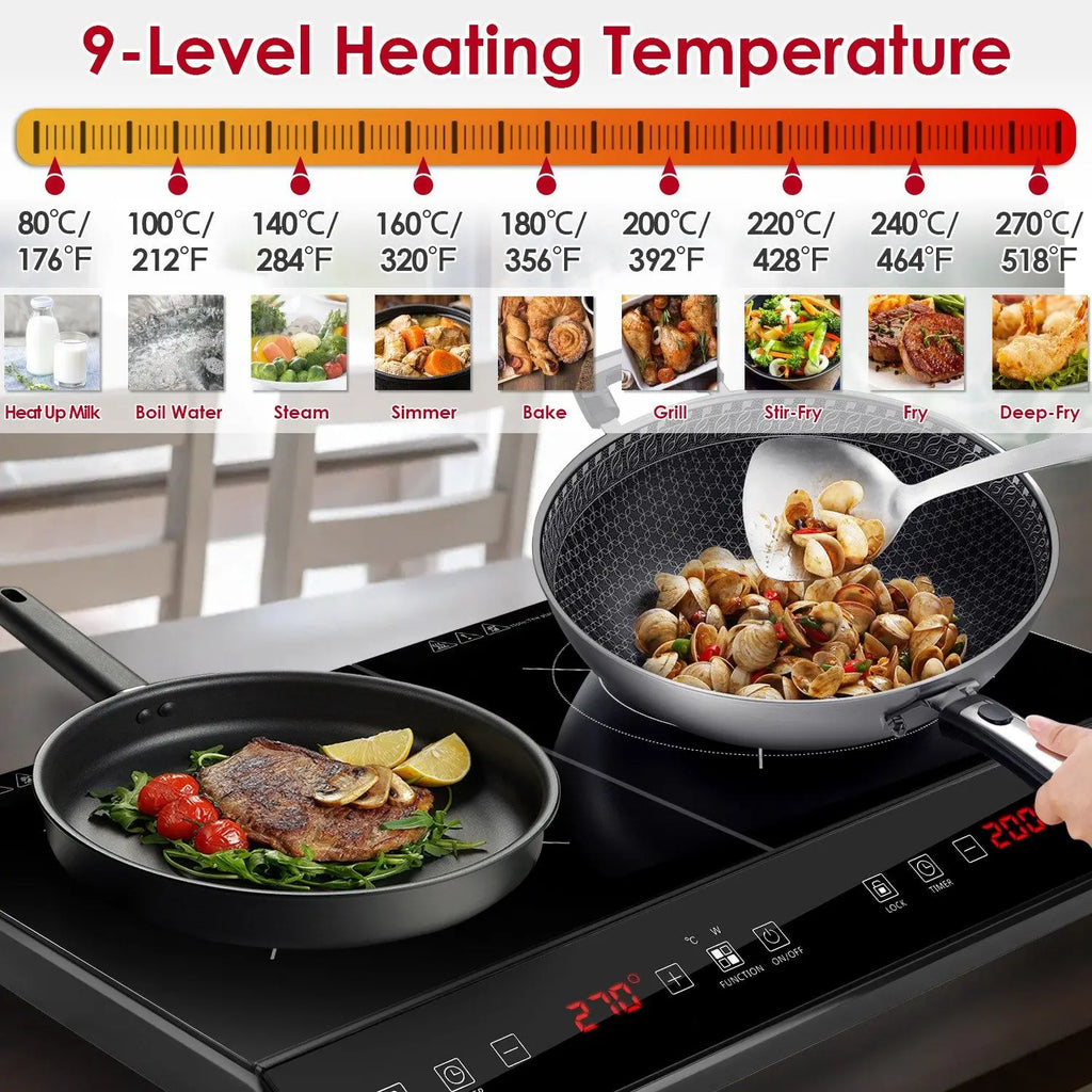 Powerful 4000W Dual Pot Induction Cooktop 110V Fast Heating