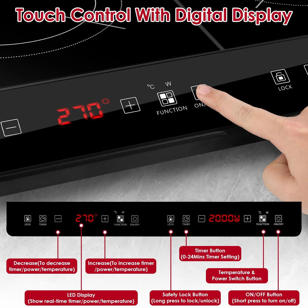 Powerful 4000W Dual Pot Induction Cooktop 110V Fast Heating