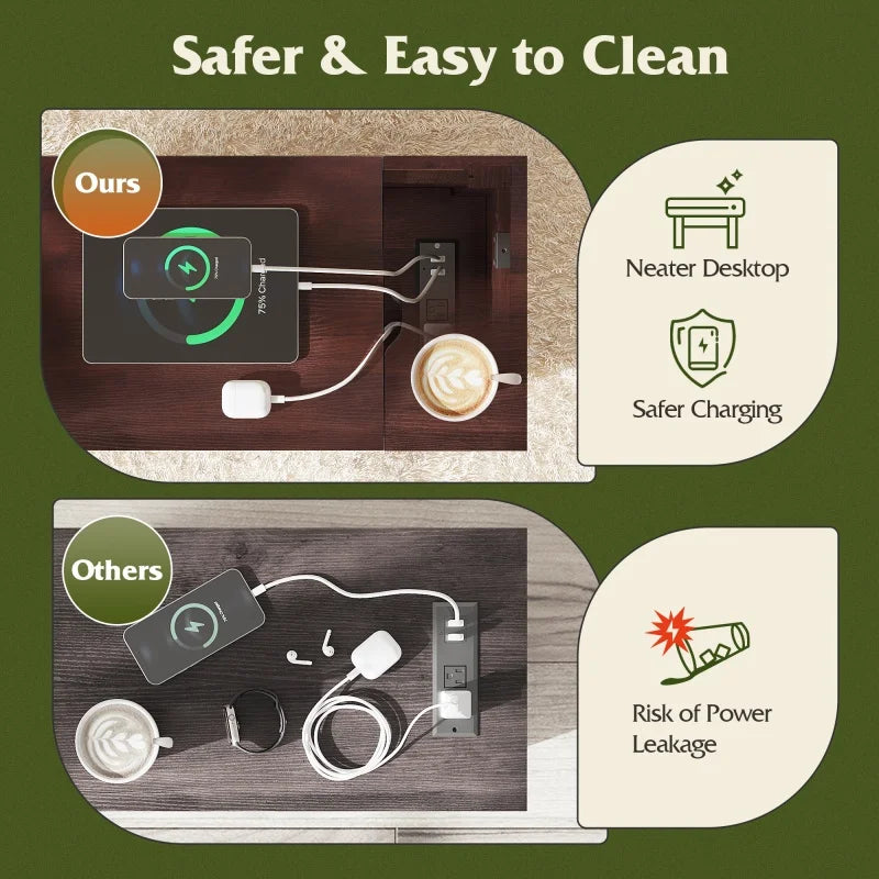 GALAXHERO End Table Charging Station Narrow Side Table Farmhouse Night Stand Storage Living Room Bedroom