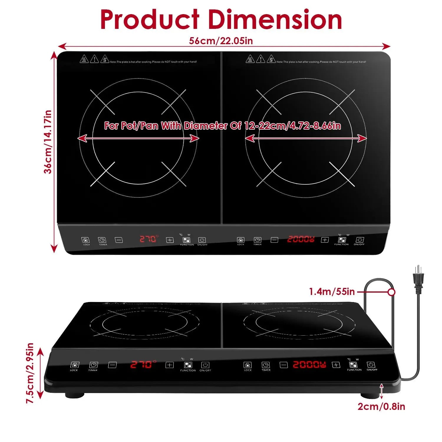 Powerful 4000W Dual Pot Induction Cooktop 110V Fast Heating
