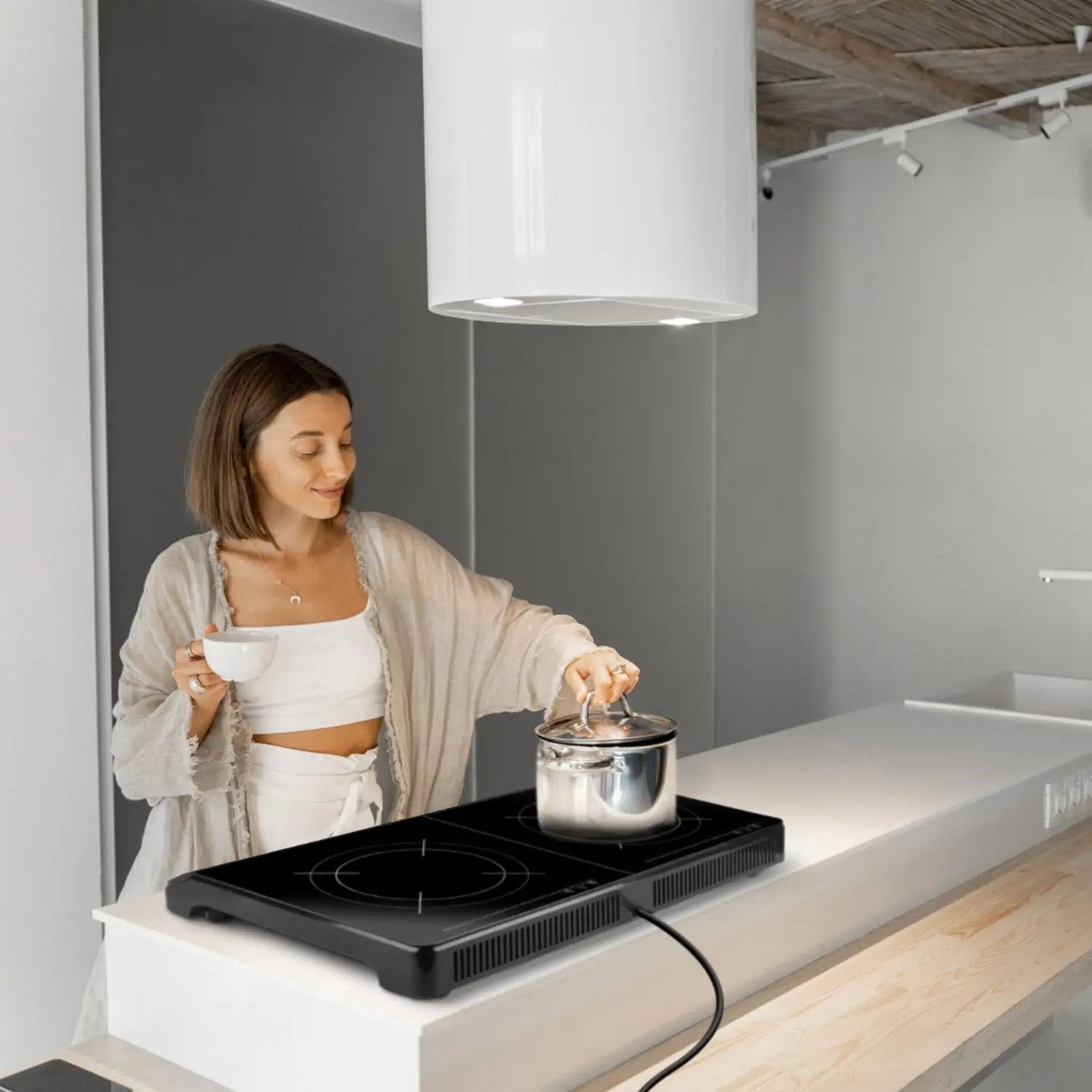 Powerful 4000W Dual Pot Induction Cooktop 110V Fast Heating