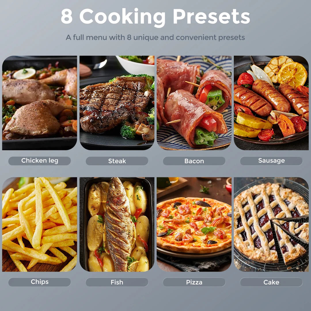 SEJOY 6 Quart Air Fryer Touch Control Toaster Oven Combo Digital Display with 8 Cooking Presets Oilless Cooker,Visible Window