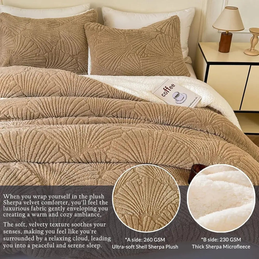 King Size Geometric Quilted Bedding Set 3-Piece Comforter Beige Pillowcases