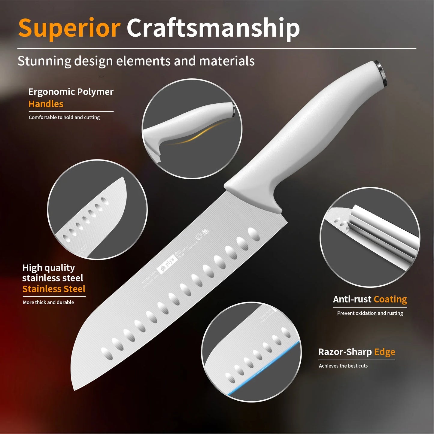 7 Piece Kitchen Knife Set Bone Cutting Slicing Chef Knife