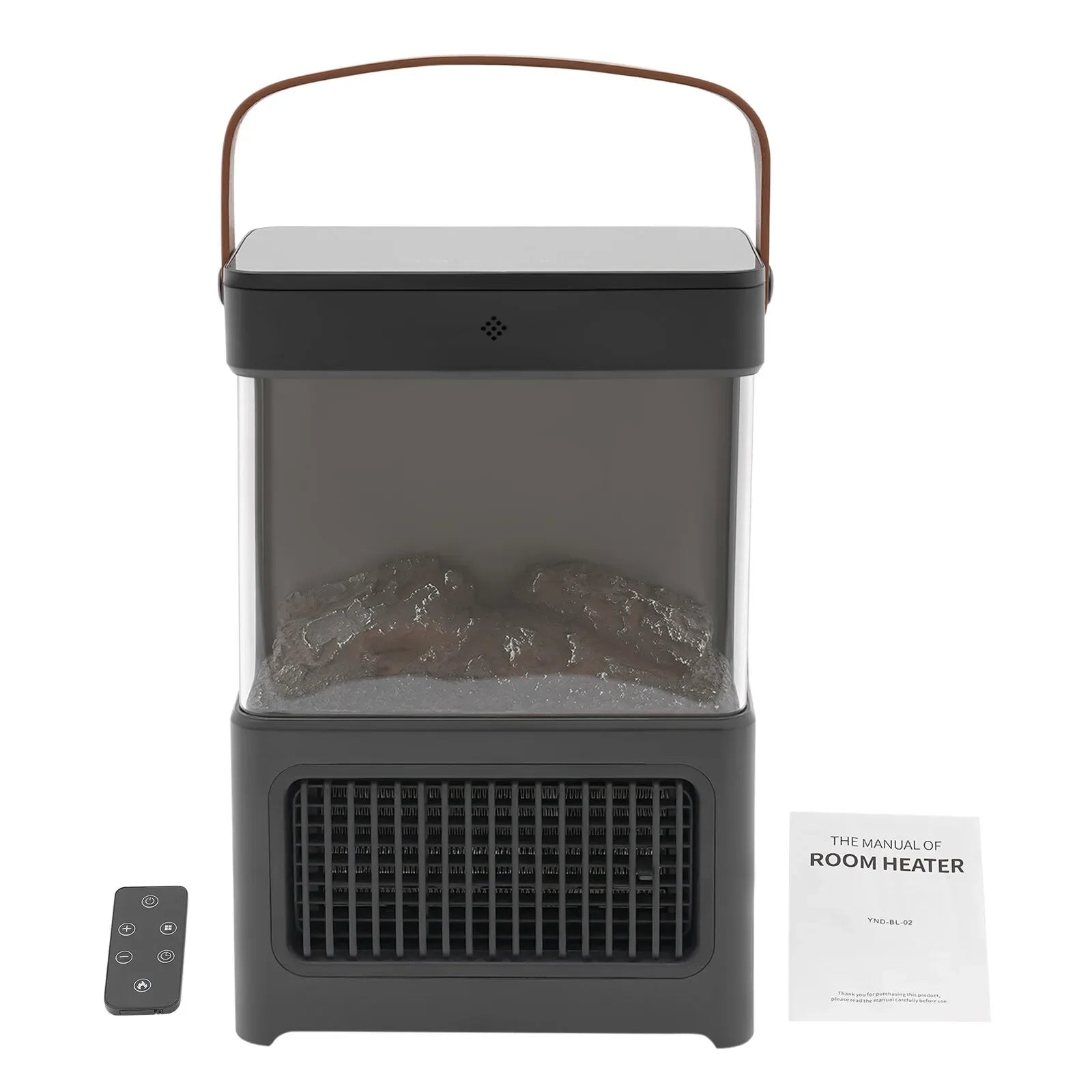 Portable 3D Electric Fireplace Heater 1500W With Remote Realistic Flame