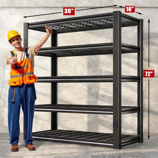 Garage Shelving 3000LBS, Heavy Duty Storage Shelves, Adjustable Industrial Metal Shelving Unit for Garage
