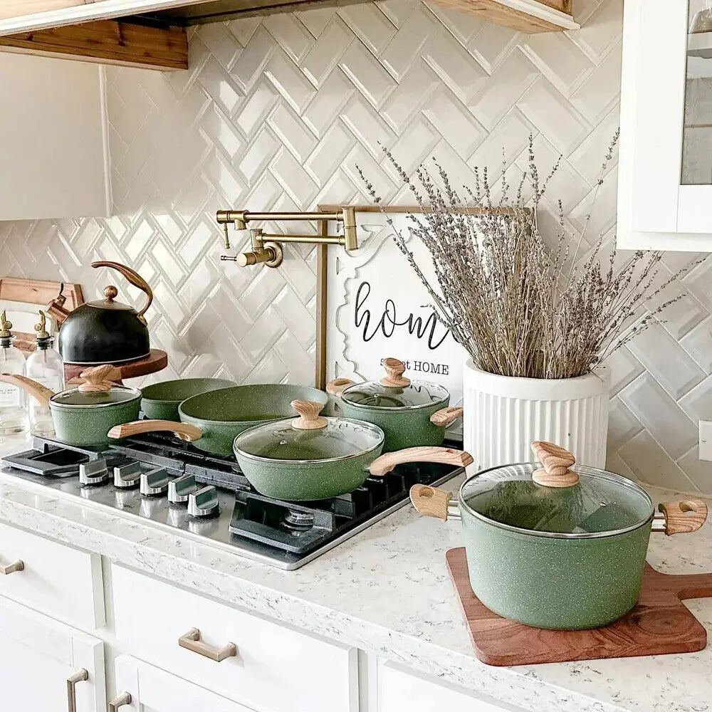 12 Induction Cookware Set Granite Nonstick Pots And Pans