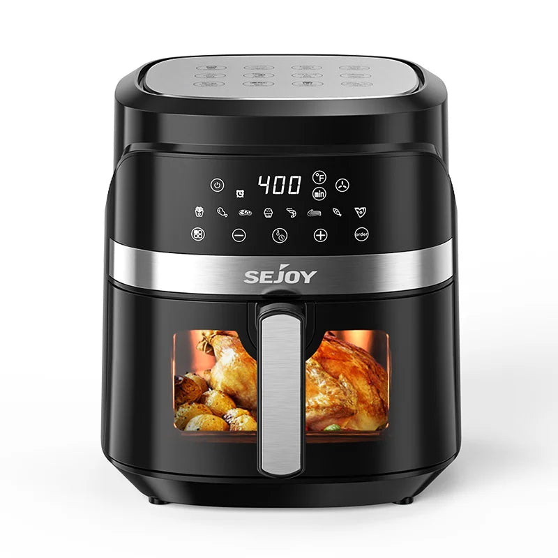 SEJOY 6 Quart Air Fryer Touch Control Toaster Oven Combo Digital Display with 8 Cooking Presets Oilless Cooker,Visible Window