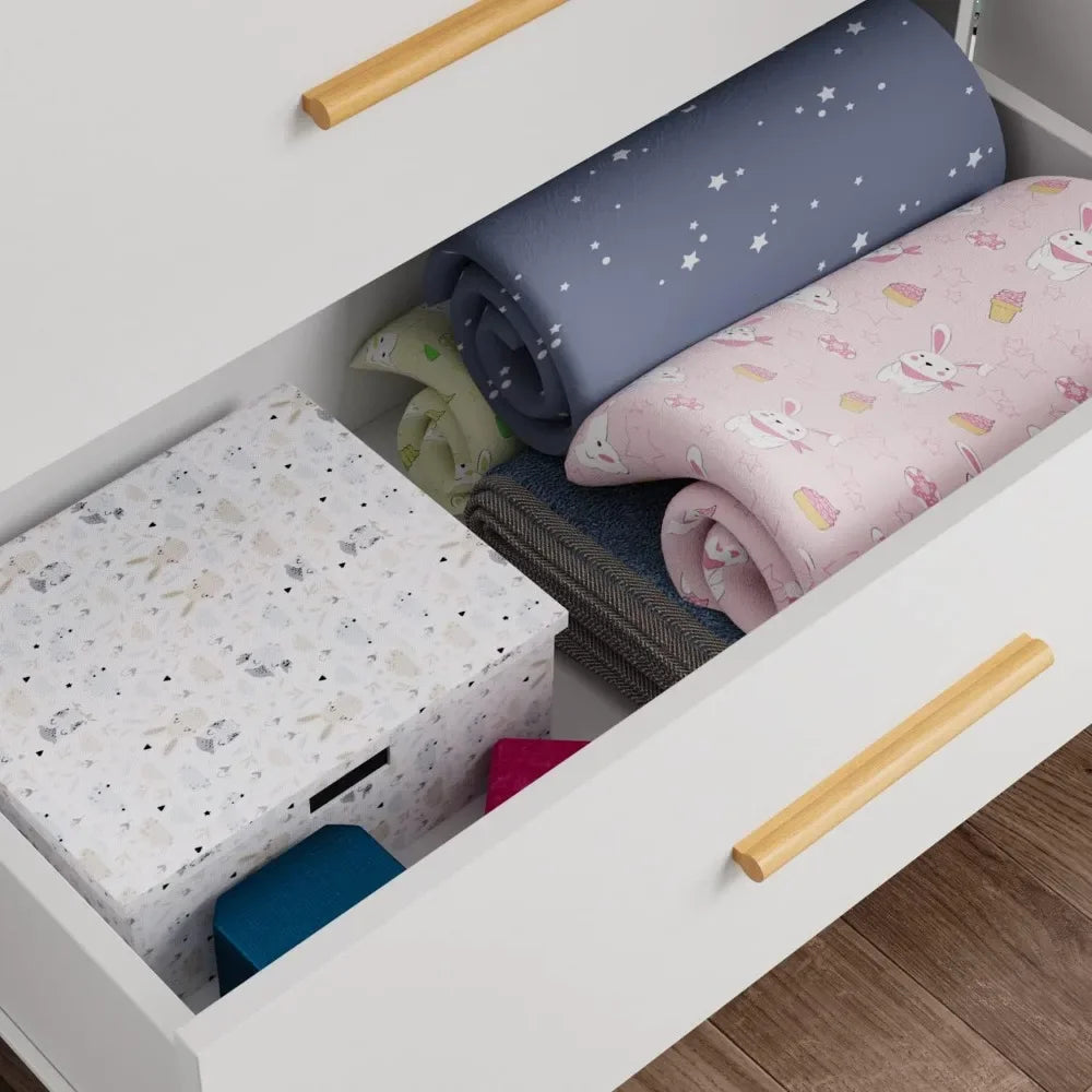 63 Inch Wide 4 Door Wood Wardrobe With Hanging Rails