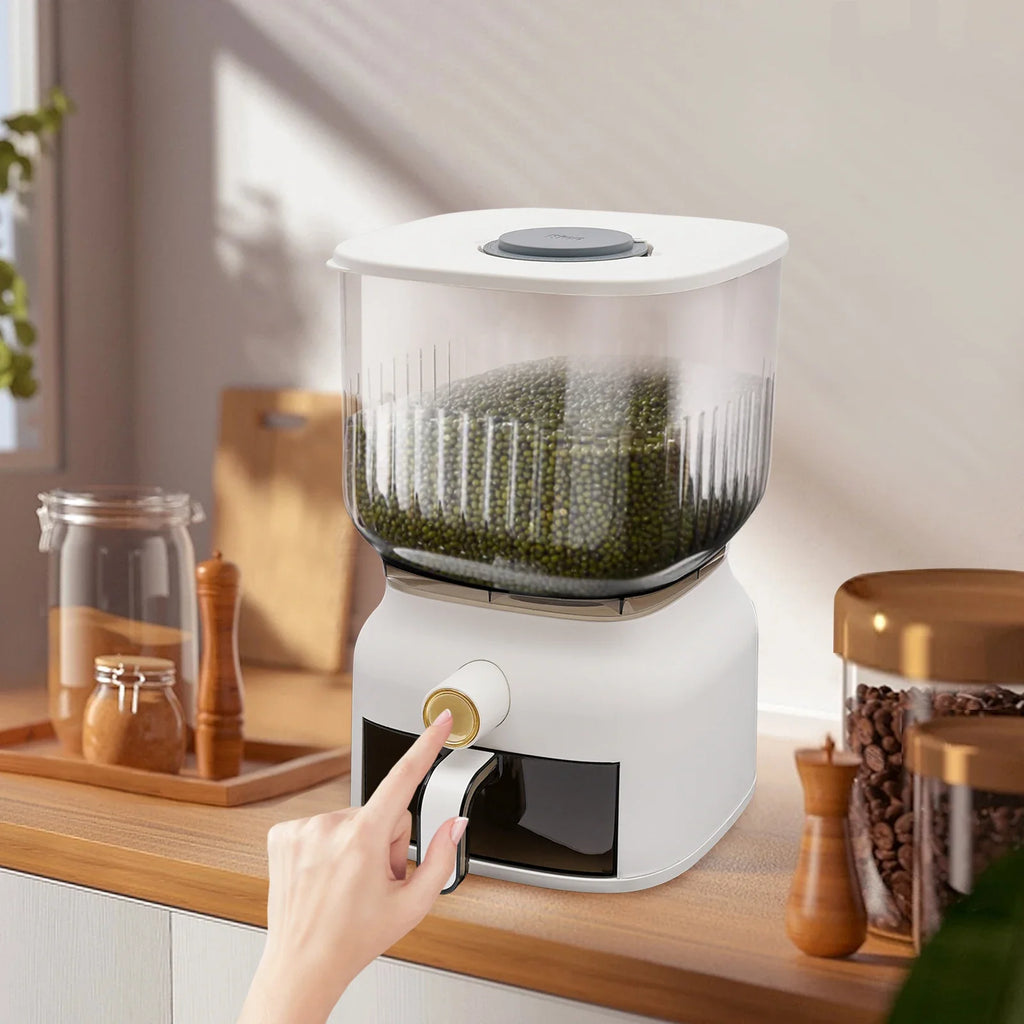 22Lbs Rice Dispenser,Large Sealed Grain Storage Container with Rice Cup Food Dispenser Kitchen Organizer for Rice, Beans, Grains