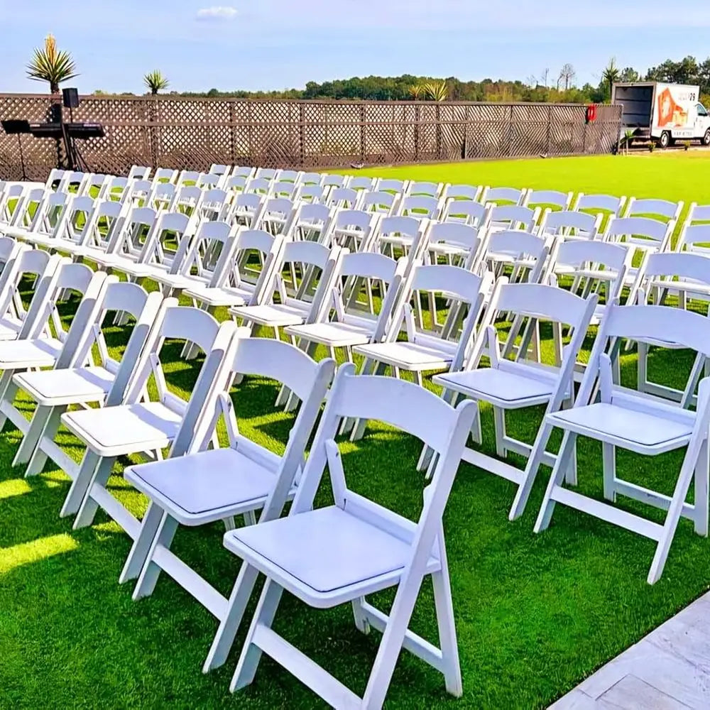 White 4 Piece Lightweight Resin Folding Chairs With Padding 800lb