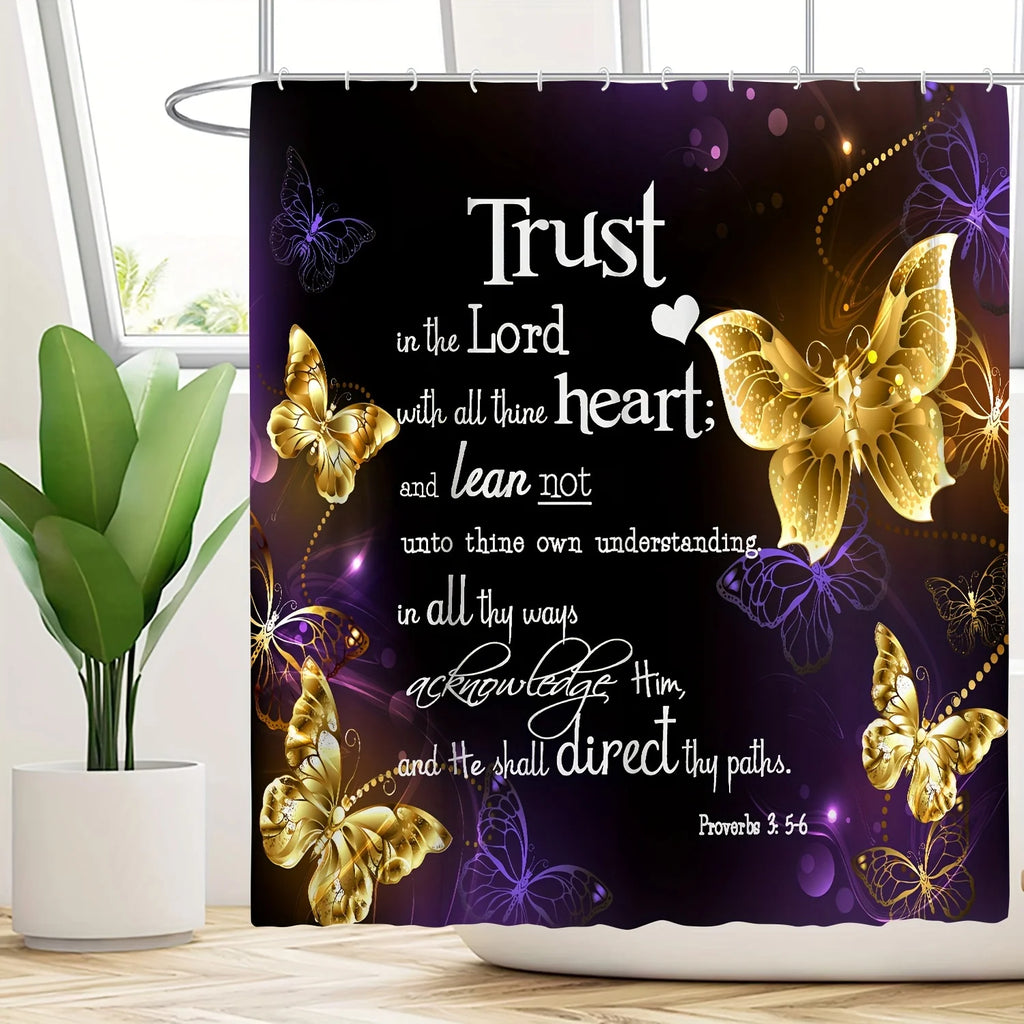 Inspirational Butterfly Bathroom Four Piece Set With Golden Butterflies