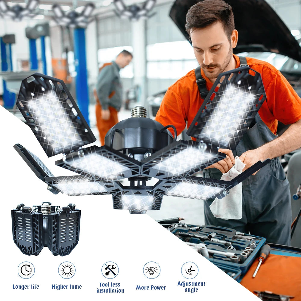 E27 LED Garage Light 180W Foldable 15000 Lumens For Home