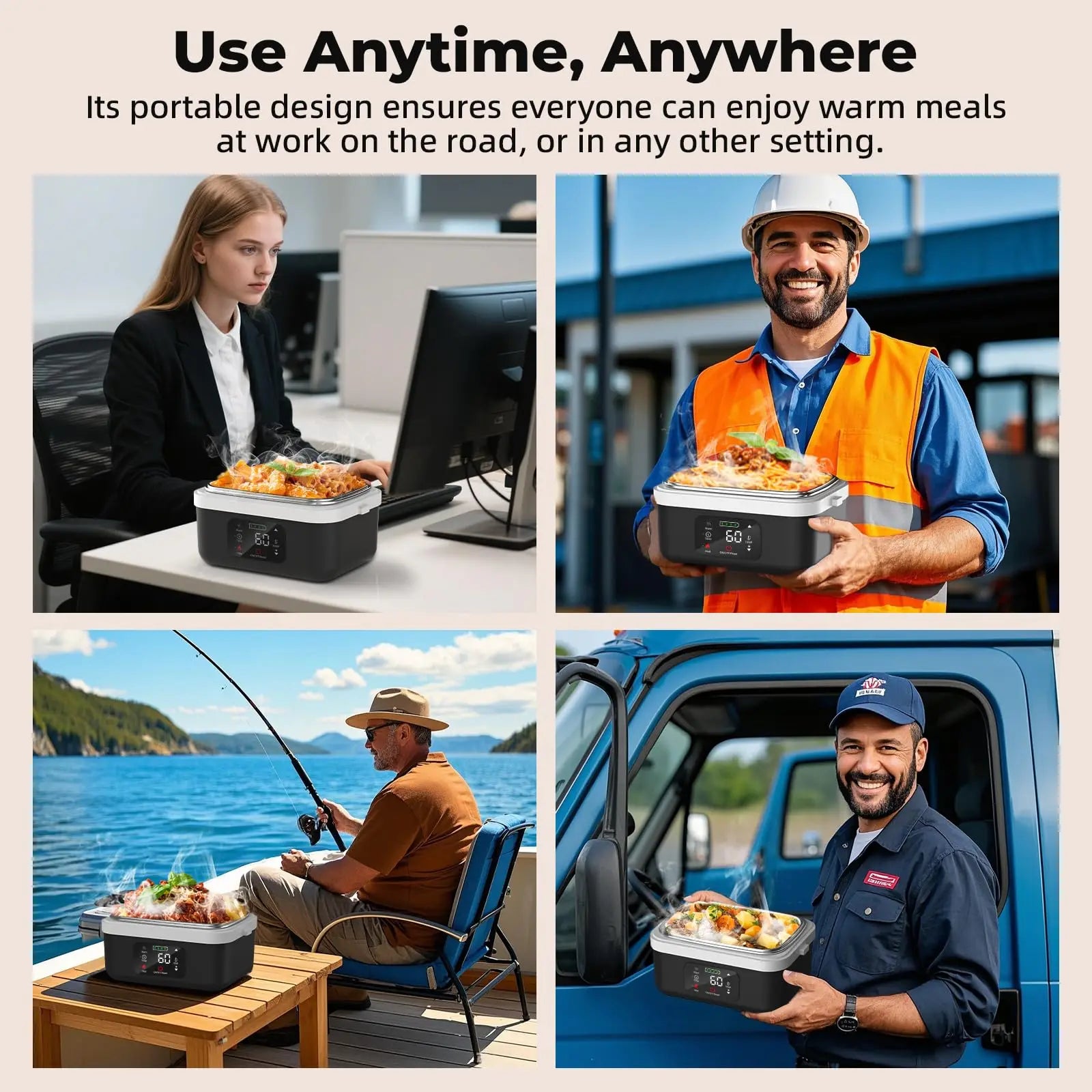 Wireless Insulated Lunch Box With 8000mAh Battery And 60W Heating