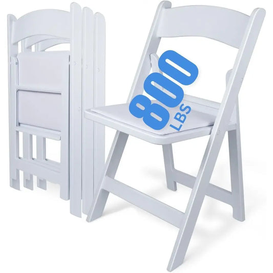 White 4 Piece Lightweight Resin Folding Chairs With Padding 800lb
