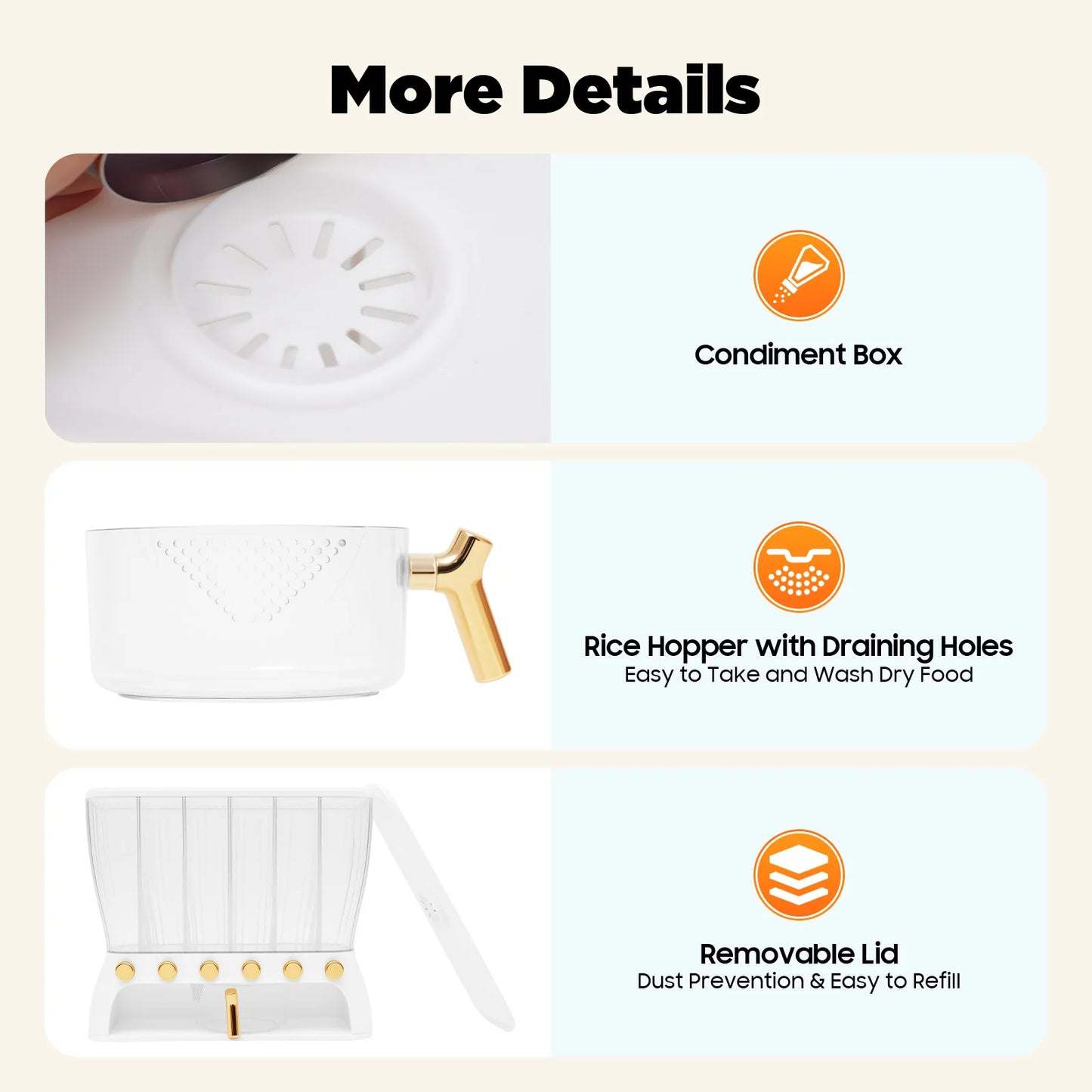 Six-grid Dry Food Dispenser Kitchen Storage Container Clear Dry Food 6 Grid Beans Rice Cereal dispenser Rice Tank Grain Box