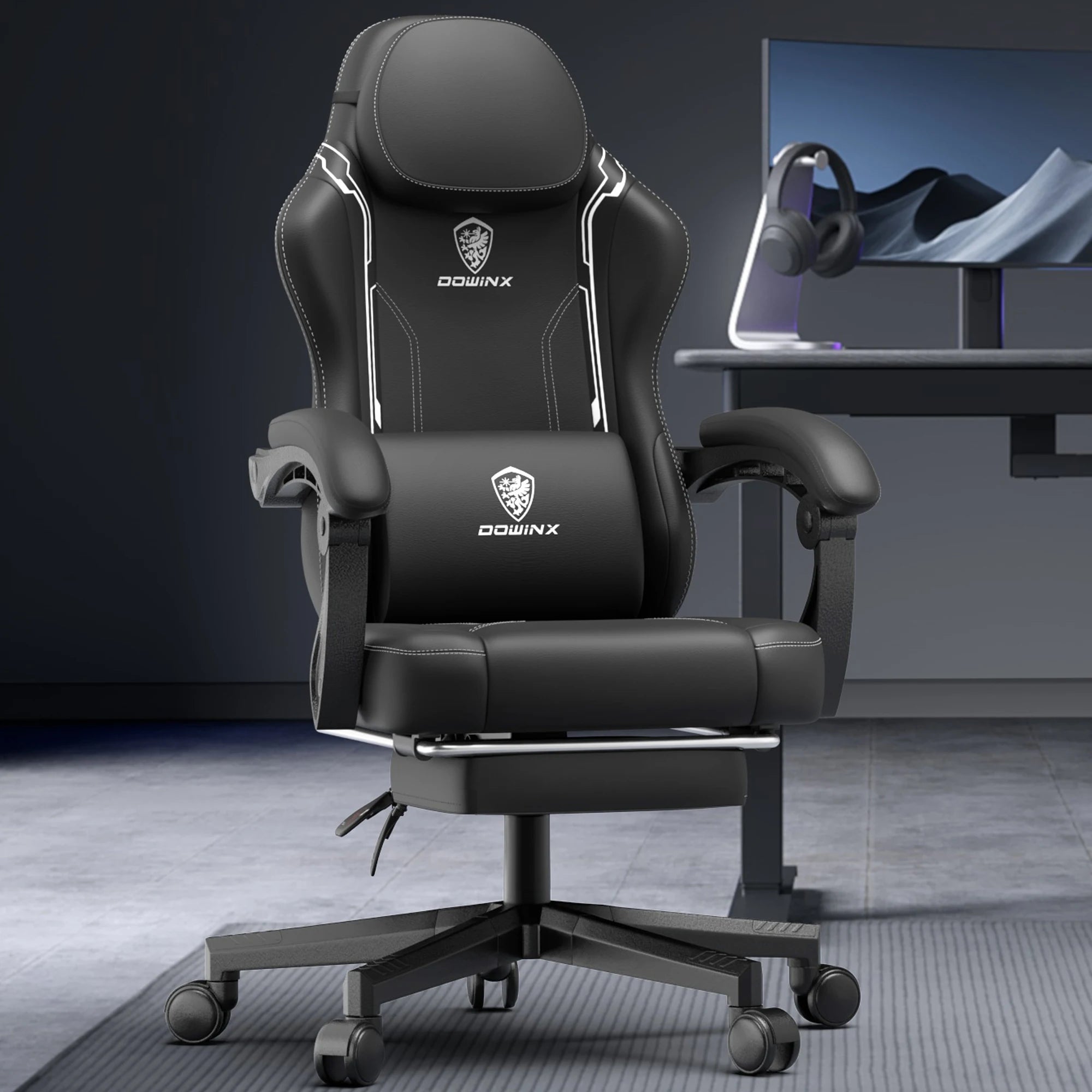 Dowinx Ergonomic Gaming Chair With Massage Lumbar Support And Footrest