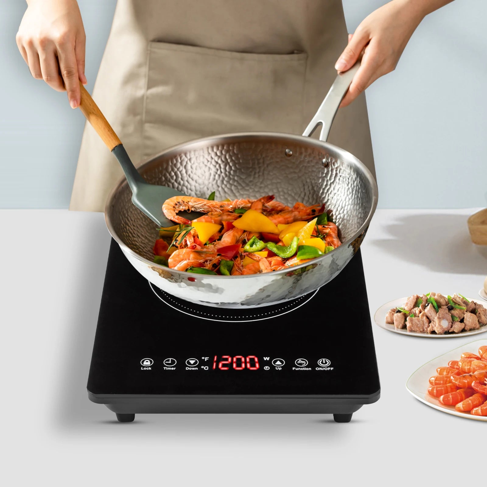 1800W Induction Cooktop Portable Low Noise Ultra Thin Countertop Plate